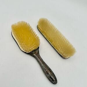 Antique Silver Plated Hair Brush And Comb